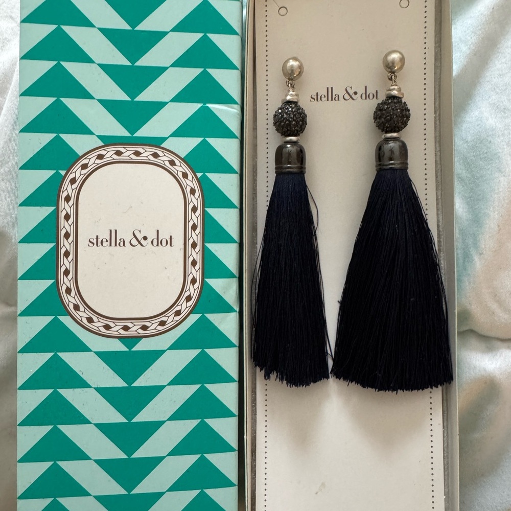 Stella & Dot Black Tassel Earrings